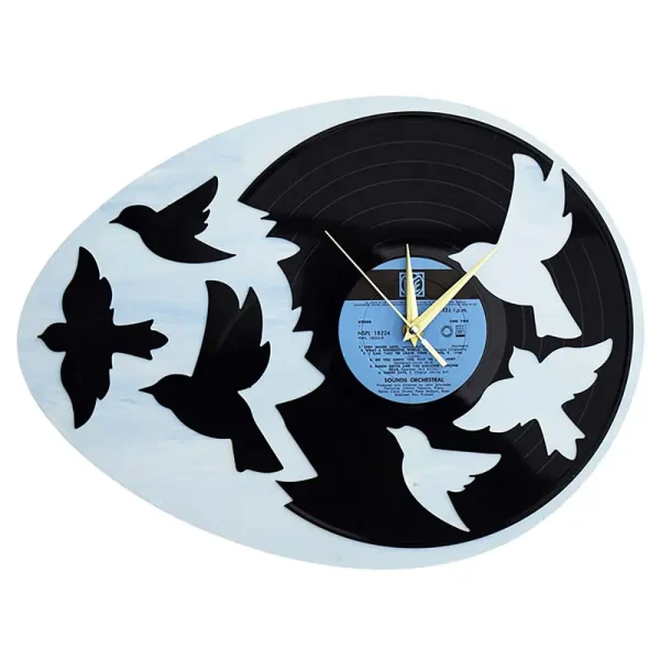 Birds in Flight v1 Vinyl Record Clock Design